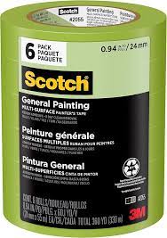 3M Green Painter's Tape 24mm x 60yds  6 Pack